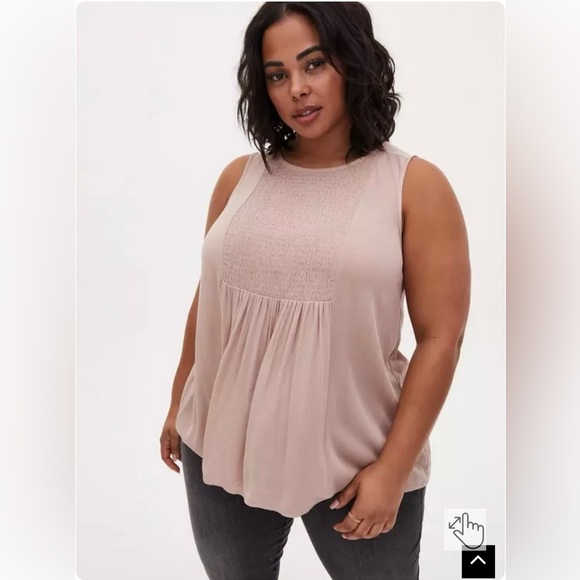 torrid Tops - Torrid Crinkle Gauze Smocked Tank Top